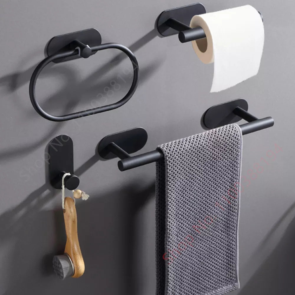 Toilet Towel Paper Holder Adhesive Black Silver Kitchen Roll Paper Stand Bathroom Accessories WC