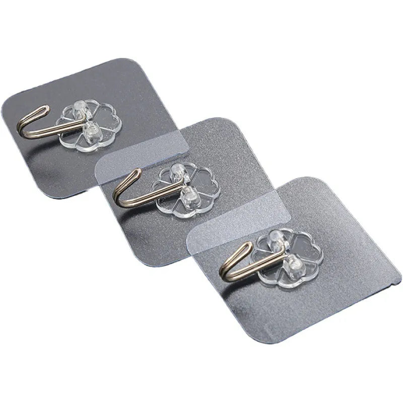 Transparent Stainless Steel Strong Self Adhesive Hooks Key Storage Hanger for Kitchen Bathroom